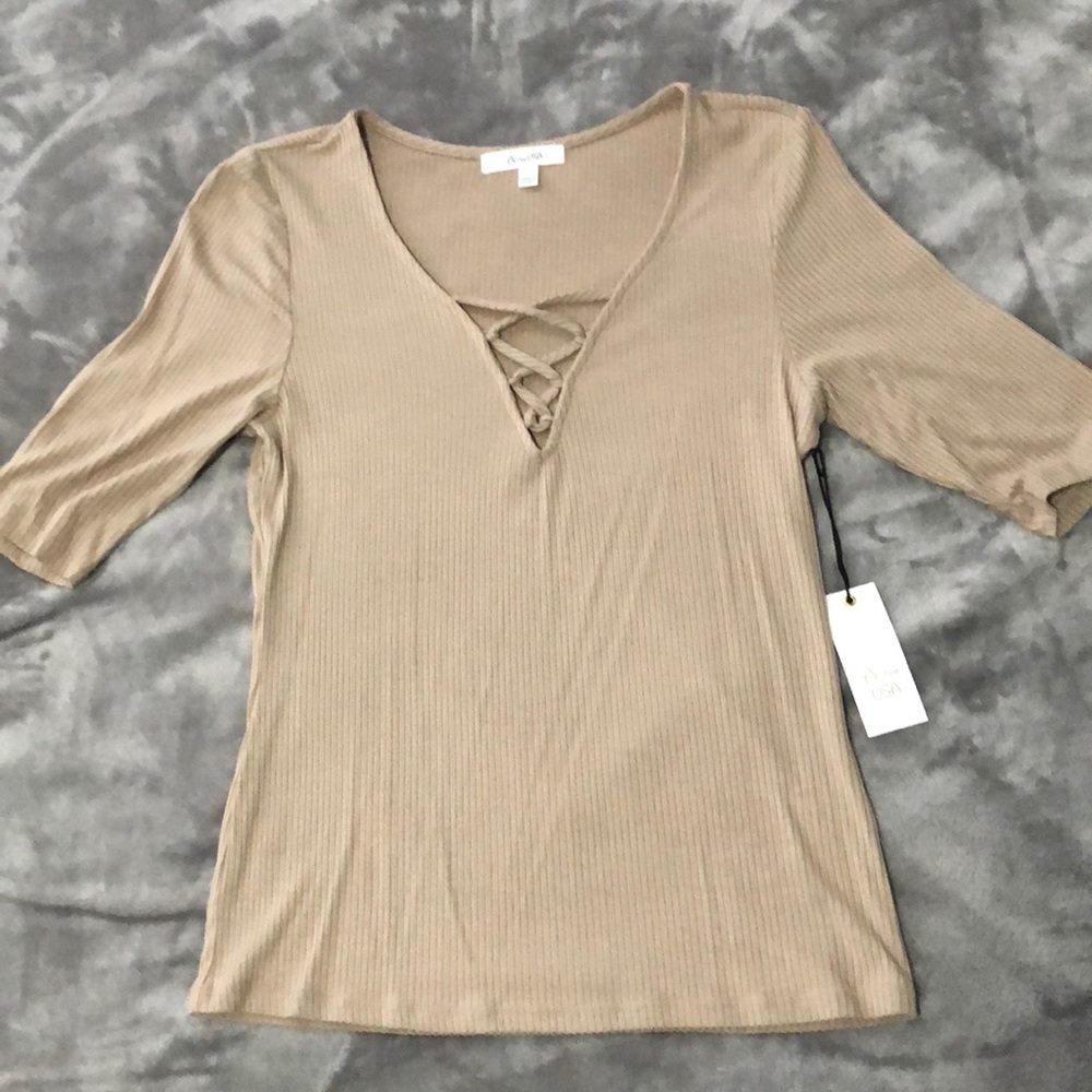 Active USA Stretchy Ribbed Top